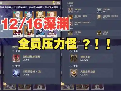 压力怪阵容