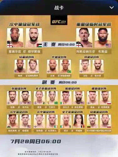 ufc全阵容