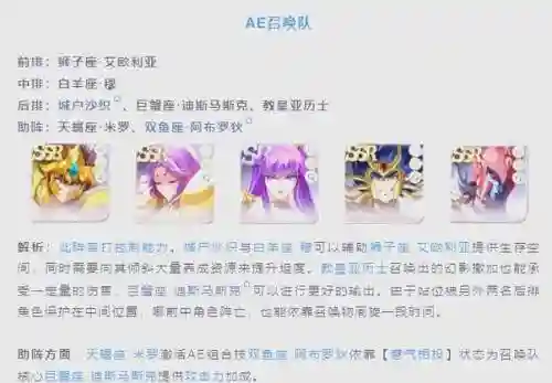 圣斗士阵容搭配