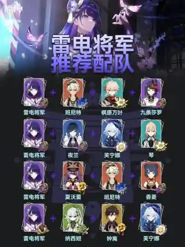 雷电将军5星阵容搭配推荐，雷电将军适合什么4星武器